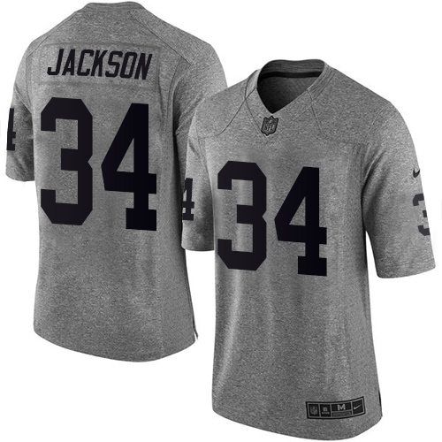 Nike Raiders #34 Bo Jackson Gray Men's Stitched NFL Limited Gridiron Gray Jersey - Click Image to Close